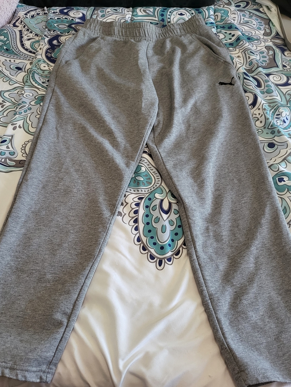 Puma Gray Fleece Sweatpants with Elastic Waist